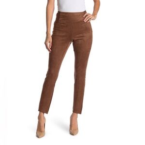 LAUNDRY BY SHELLI SEGAL Pants Faux Suede Leather Pull-On Brown Women’s M